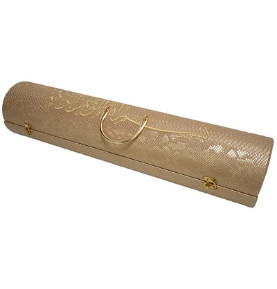 Modefa Prayer Rug Gold Basmala Cylinder Keepsake Gift Box With Prayer Mat - Gold