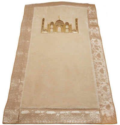 Modefa Prayer Rug Gold Basmala Cylinder Keepsake Gift Box With Prayer Mat - Gold