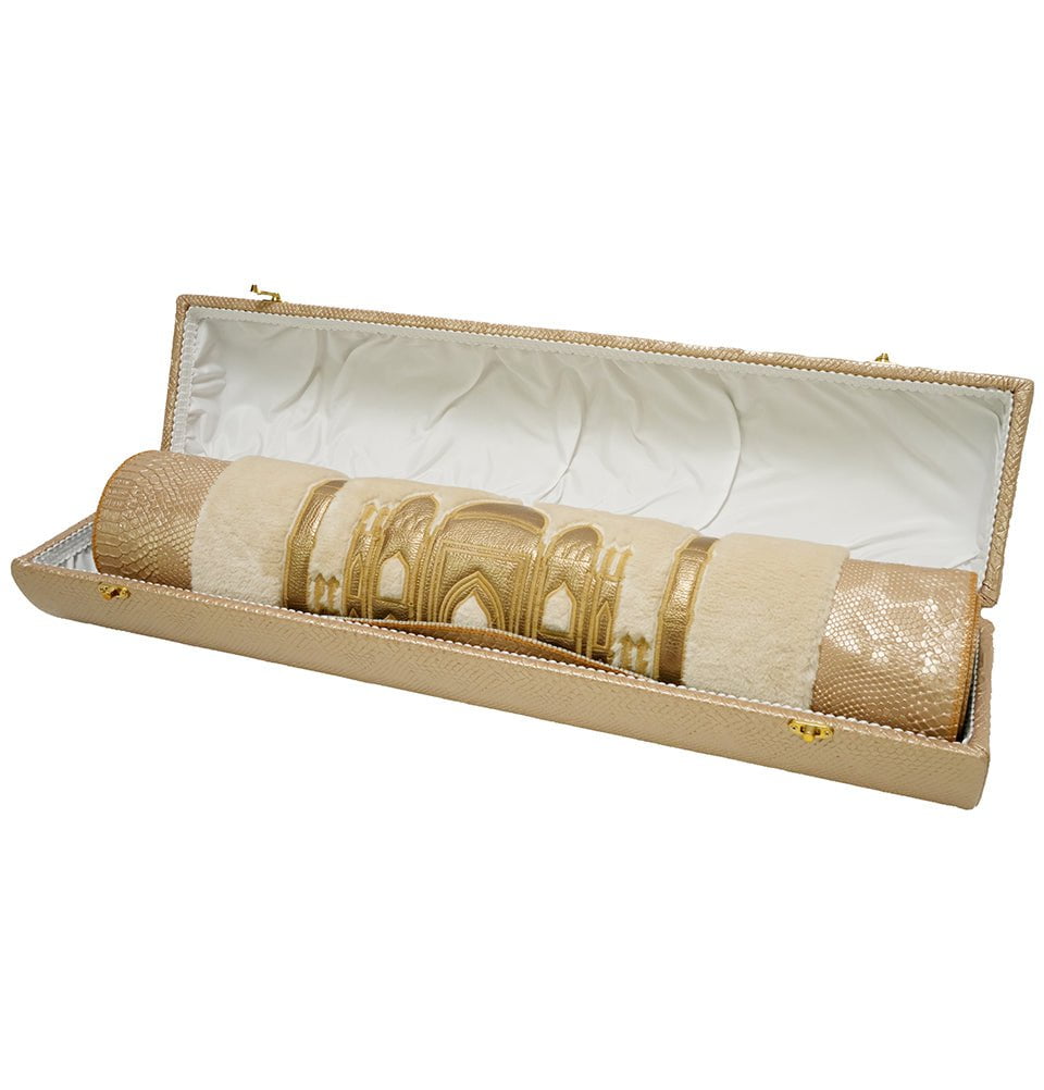 Modefa Prayer Rug Gold Basmala Cylinder Keepsake Gift Box With Prayer Mat - Gold