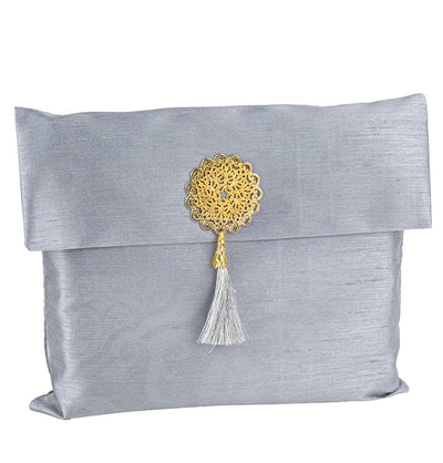 Modefa Prayer Rug Gray Islamic Gift Set - Prayer Mat & Tesbih in Taffeta Gift Bag - Gray