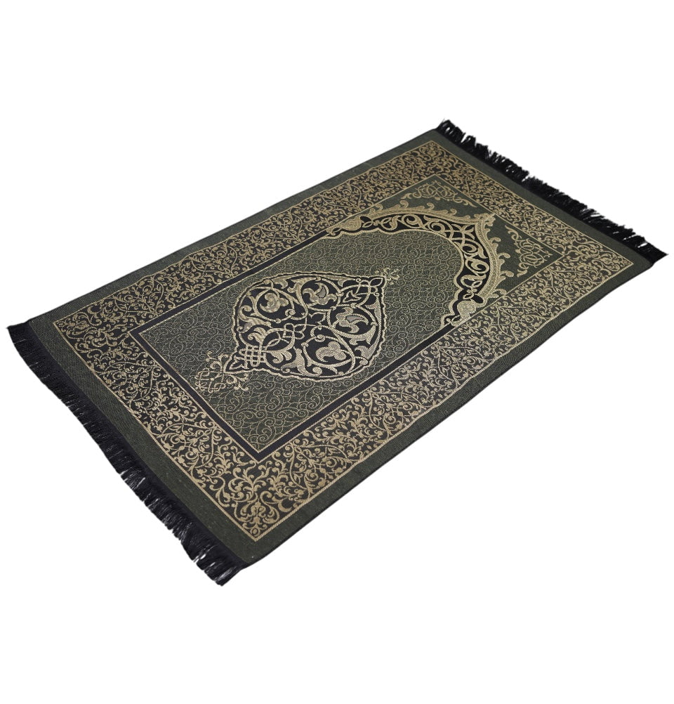 Modefa Prayer Rug Green Chenille Ottoman Islamic Prayer Mat - Green