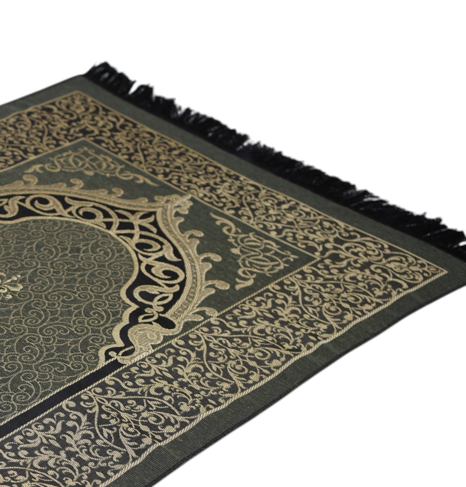 Modefa Prayer Rug Green Chenille Ottoman Islamic Prayer Mat - Green