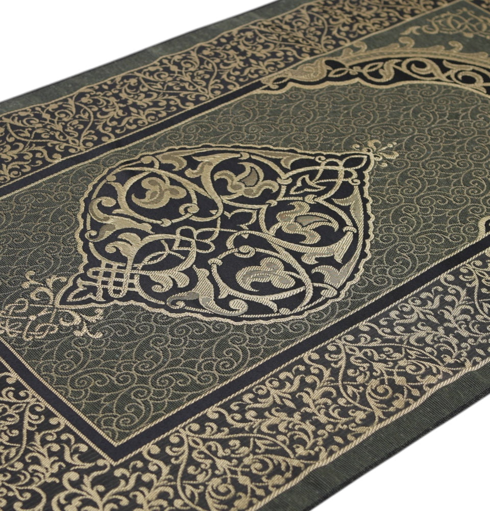 Modefa Prayer Rug Green Chenille Ottoman Islamic Prayer Mat - Green