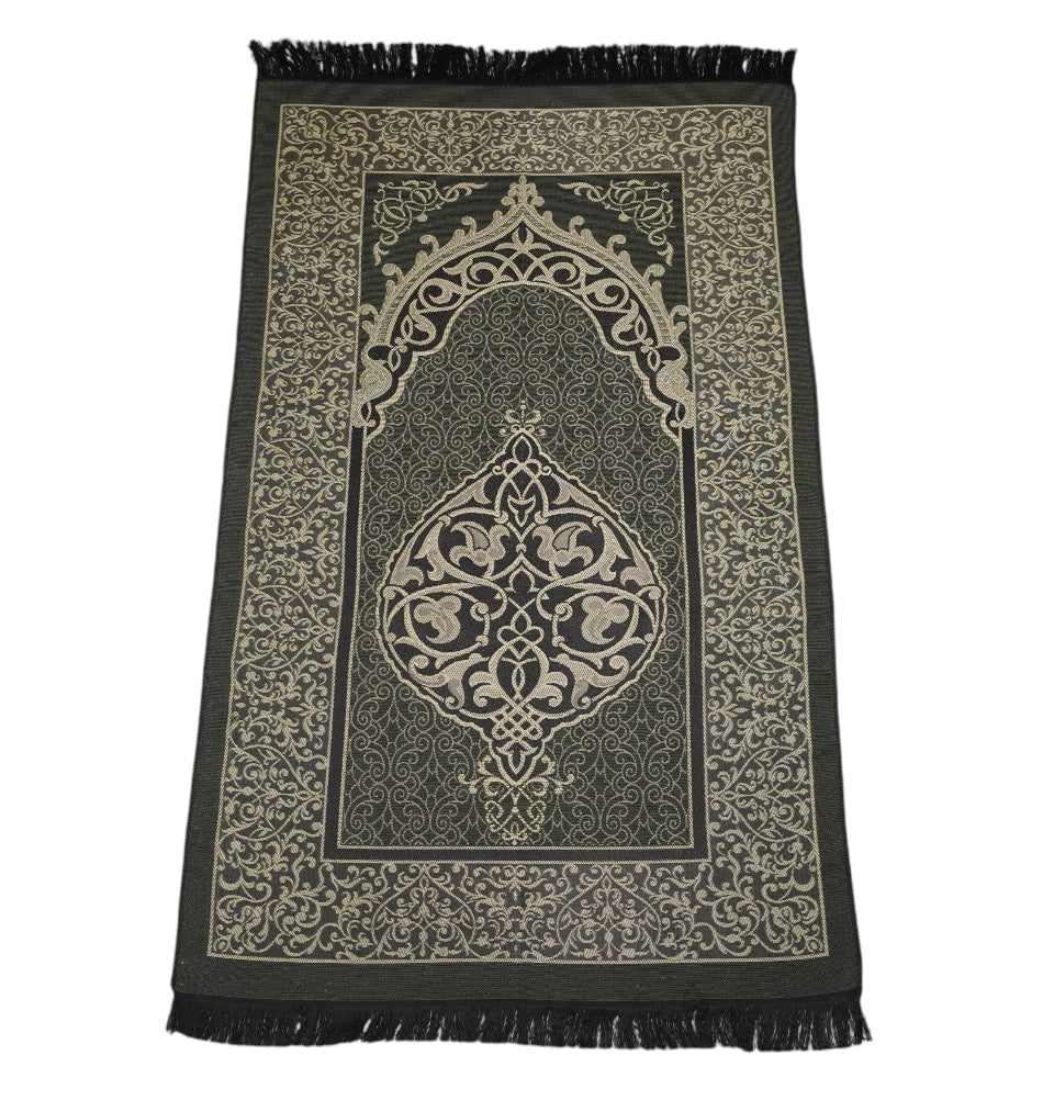 Modefa Prayer Rug Green Chenille Ottoman Islamic Prayer Mat - Green