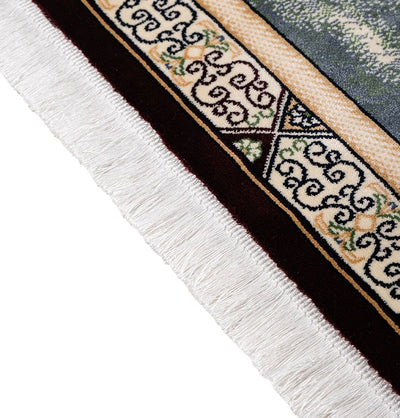 Modefa Prayer Rug Green Erguvan Luxury Kilim Velvet Carpet Islamic Prayer Rug - Aqsa Green