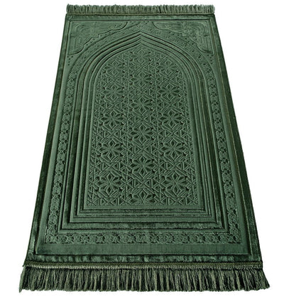 Modefa Prayer Rug Green Luxury Velvet Islamic Prayer Rug Najma Green