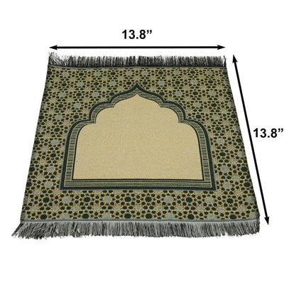 Modefa Prayer Rug Green Mini Cotton Woven Travel Islamic Prayer Mat - Mihrab Green