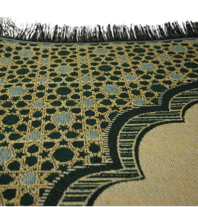 Modefa Prayer Rug Green Mini Cotton Woven Travel Islamic Prayer Rug - Mihrab Green