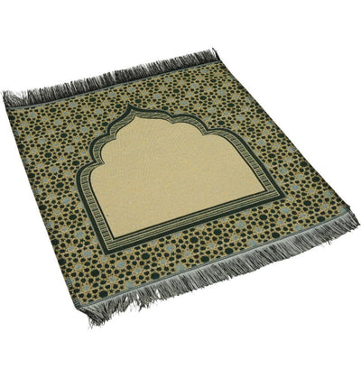 Modefa Prayer Rug Green Mini Cotton Woven Travel Islamic Prayer Rug - Mihrab Green