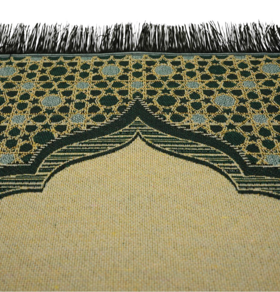 Modefa Prayer Rug Green Mini Cotton Woven Travel Islamic Prayer Rug - Mihrab Green