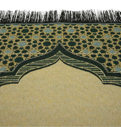 Modefa Prayer Rug Green Mini Cotton Woven Travel Islamic Prayer Rug - Mihrab Green
