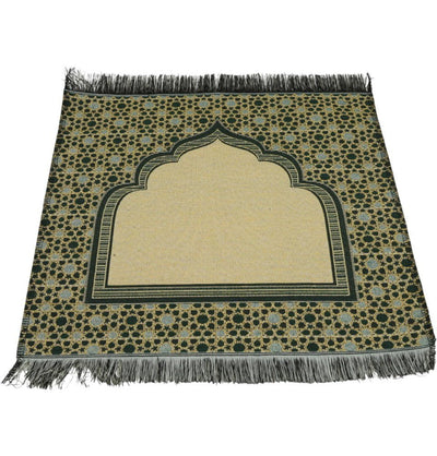 Modefa Prayer Rug Green Mini Cotton Woven Travel Islamic Prayer Rug - Mihrab Green