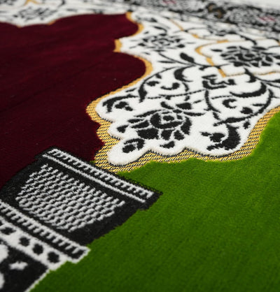 Modefa Prayer Rug Green/Red/Blue Wide 3 Person Prayer Rug | Floral Arch - #17-8
