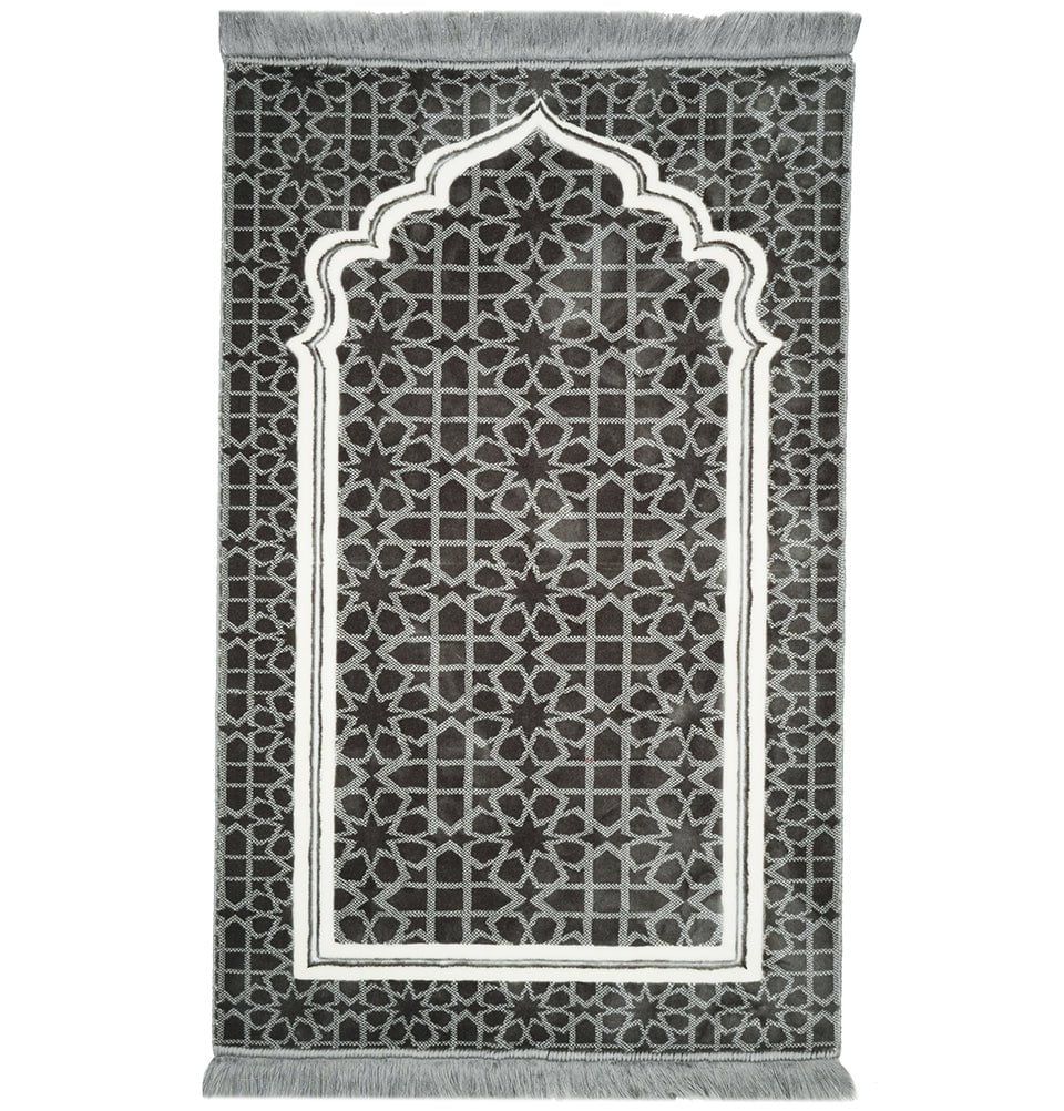 Modefa Prayer Rug Grey Double Plush Wide Islamic Prayer Rug Andalus - Grey