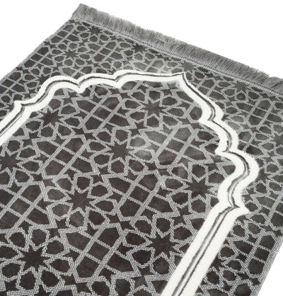 Modefa Prayer Rug Grey Double Plush Wide Islamic Prayer Rug Andalus - Grey