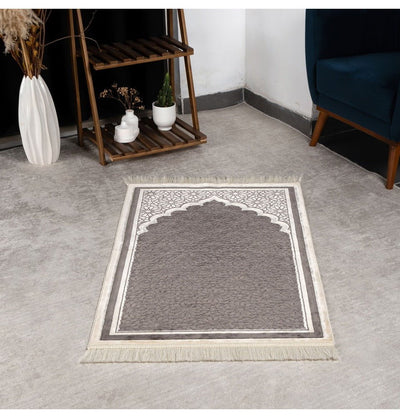 Modefa Prayer Rug Grey Hidaya Plush Islamic Prayer Rugs - Grey