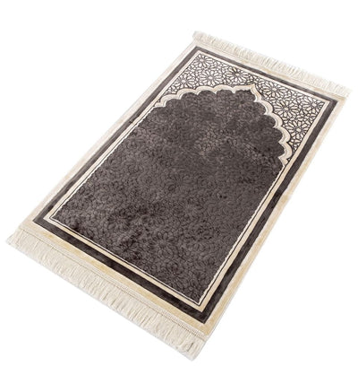 Modefa Prayer Rug Grey Hidaya Plush Islamic Prayer Rugs - Grey