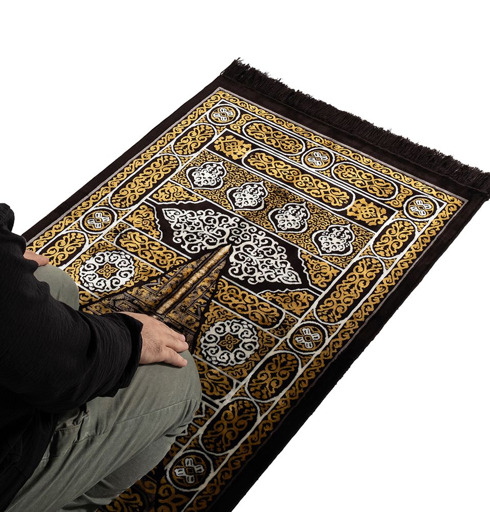 Modefa Prayer Rug Kaba Door Black Diamond Islamic Prayer Rug - Kaba Door