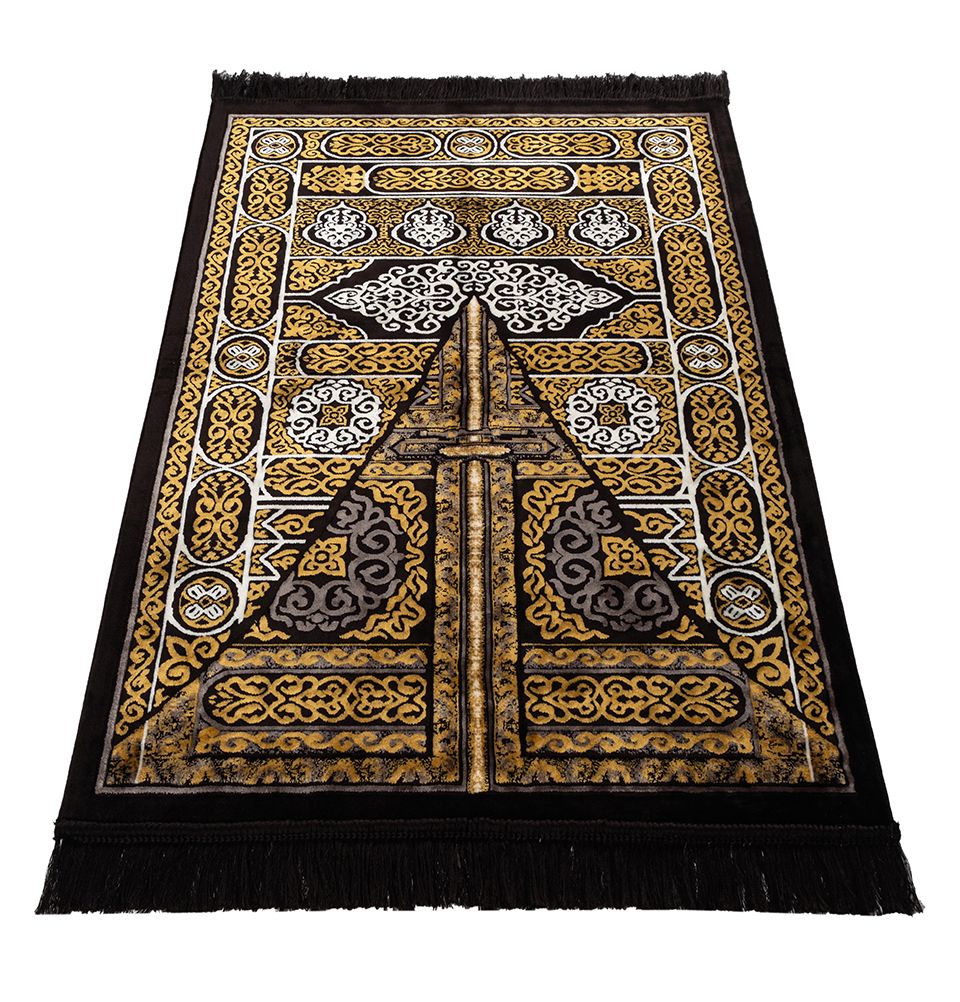 Black Diamond Islamic Prayer Rug - Kaba Door