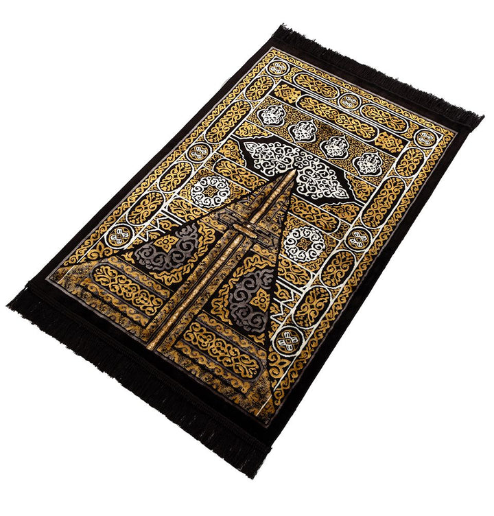 Black Diamond Islamic Prayer Rug - Kaba Door