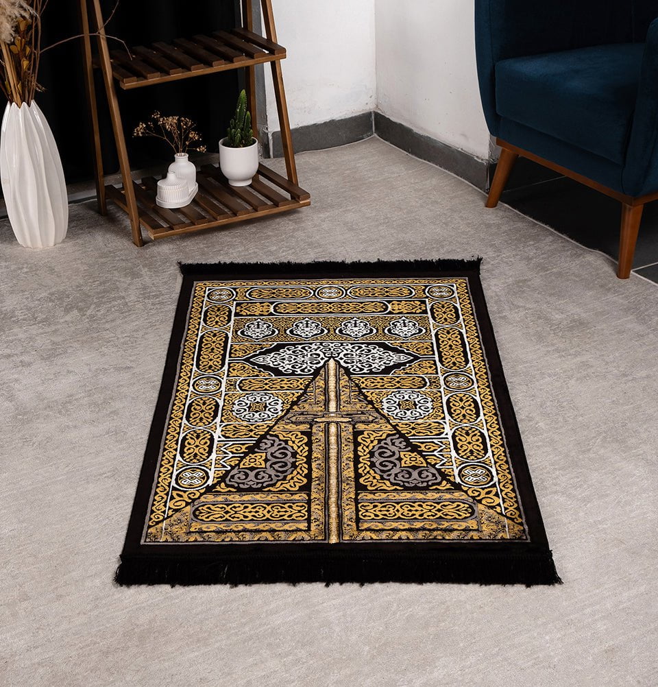 Modefa Prayer Rug Kaba Door Black Diamond Islamic Prayer Rug - Kaba Door