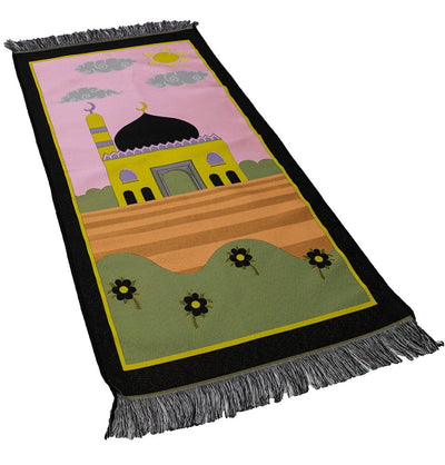 Modefa Prayer Rug Kids Cylinder Gift Box Set with Prayer Mat & Prayer Beads - Pink