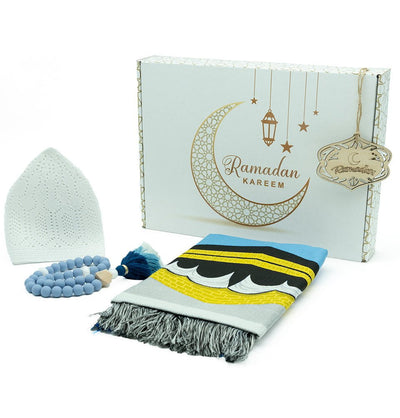 Modefa Prayer Rug Kids Ramadan Gift Box Set with Prayer Mat - Blue