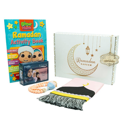 Modefa Prayer Rug Kids Ramadan Gift Box Set with Prayer Mat - Pink