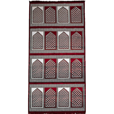 Modefa Prayer Rug Large 16 Person Masjid Islamic Prayer Rug - Geometric Red