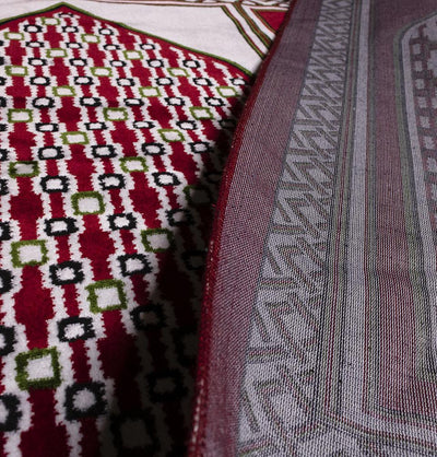Modefa Prayer Rug Large 16 Person Masjid Islamic Prayer Rug - Geometric Red