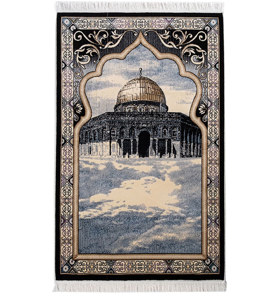 Modefa Prayer Rug Light Blue Erguvan Luxury Kilim Velvet Carpet Islamic Prayer Rug - Aqsa Light Blue