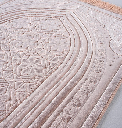 Modefa Prayer Rug Light Pink Luxury Velvet Islamic Prayer Rug 5 Piece Ramadan Gift Set - Light Pink