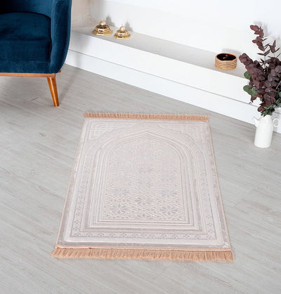 Modefa Prayer Rug Light Pink Luxury Velvet Islamic Prayer Rug 5 Piece Ramadan Gift Set - Light Pink