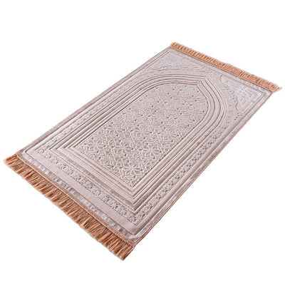 Modefa Prayer Rug Light Pink Luxury Velvet Islamic Prayer Rug 5 Piece Ramadan Gift Set - Light Pink