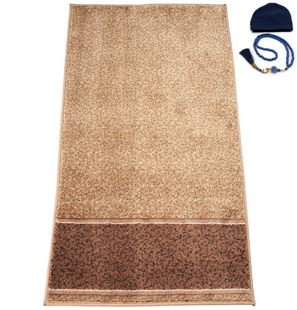 Modefa Prayer Rug Luxury Islamic Prayer Carpet | Rolled Velvet Kilim Rug | Dotted - Beige