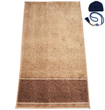 Modefa Prayer Rug Luxury Islamic Prayer Carpet | Rolled Velvet Kilim Rug | Dotted - Beige