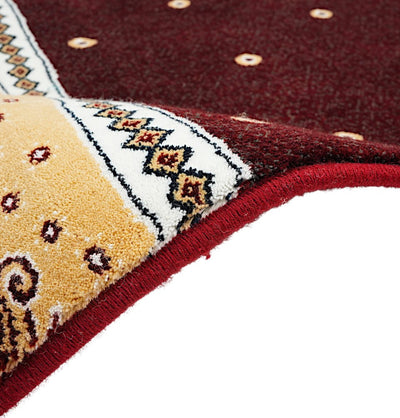 Modefa Prayer Rug Luxury Islamic Prayer Carpet | Rolled Velvet Kilim Rug | Dotted - Red