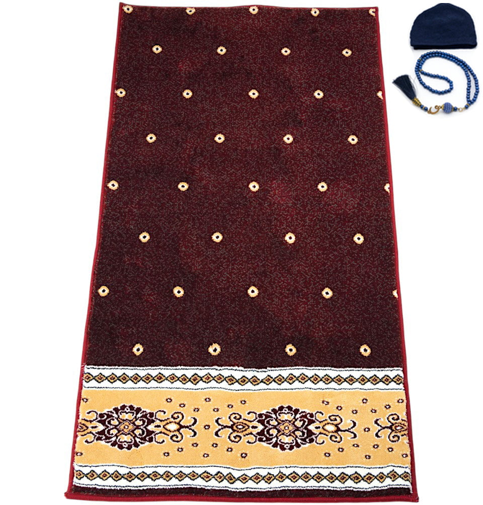 Modefa Prayer Rug Luxury Islamic Prayer Carpet | Rolled Velvet Kilim Rug | Dotted - Red