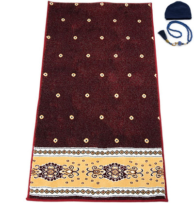 Modefa Prayer Rug Luxury Islamic Prayer Carpet | Rolled Velvet Kilim Rug | Dotted - Red