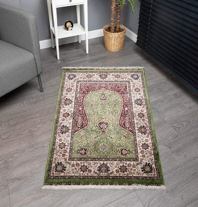 Modefa Prayer Rug Luxury Velvet Carpet Islamic Prayer Rug Shehzade - Lavish Green