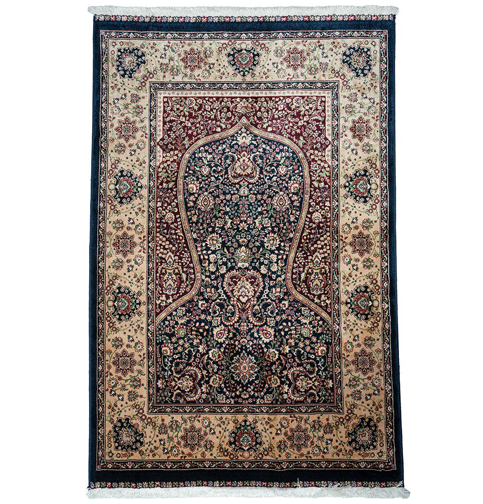 Modefa Prayer Rug Luxury Velvet Carpet Islamic Prayer Rug Shehzade - Majestic Navy Blue