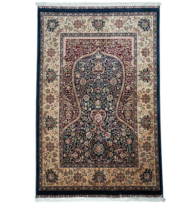 Modefa Prayer Rug Luxury Velvet Carpet Islamic Prayer Rug Shehzade - Majestic Navy Blue