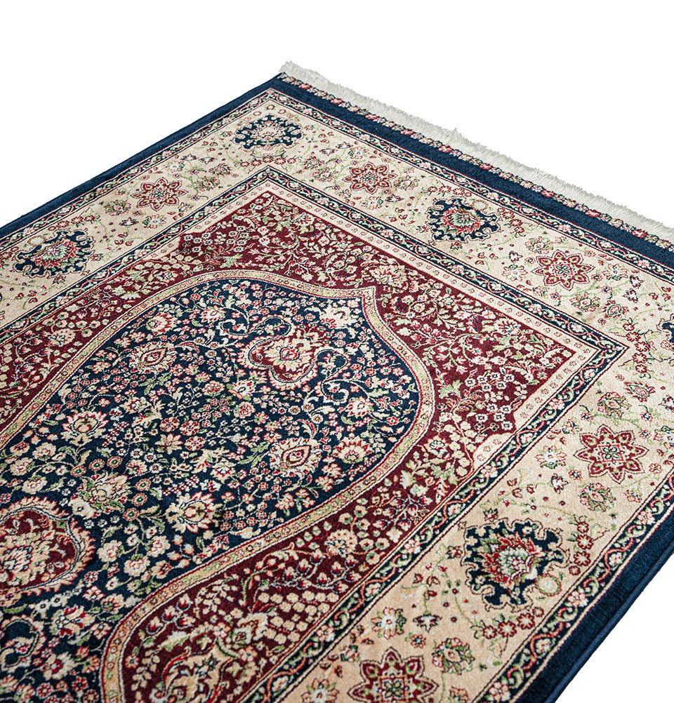 Modefa Prayer Rug Luxury Velvet Carpet Islamic Prayer Rug Shehzade - Majestic Navy Blue
