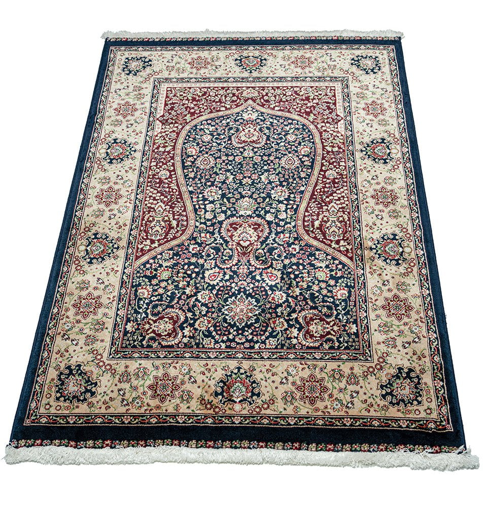 Modefa Prayer Rug Luxury Velvet Carpet Islamic Prayer Rug Shehzade - Majestic Navy Blue