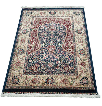 Modefa Prayer Rug Luxury Velvet Carpet Islamic Prayer Rug Shehzade - Majestic Navy Blue