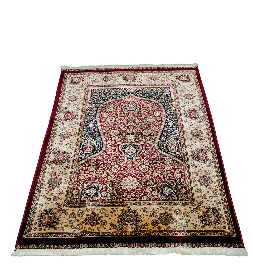 Modefa Prayer Rug Luxury Velvet Carpet Islamic Prayer Rug Shehzade - Royal Red