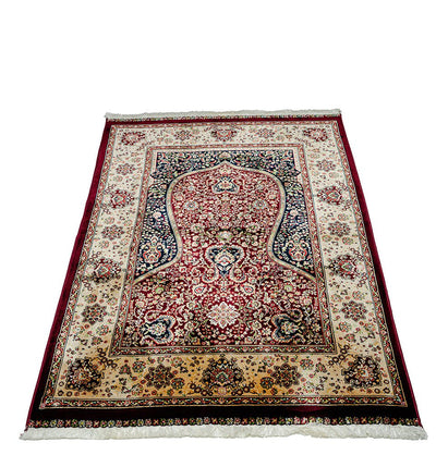 Modefa Prayer Rug Luxury Velvet Carpet Islamic Prayer Rug Shehzade - Royal Red