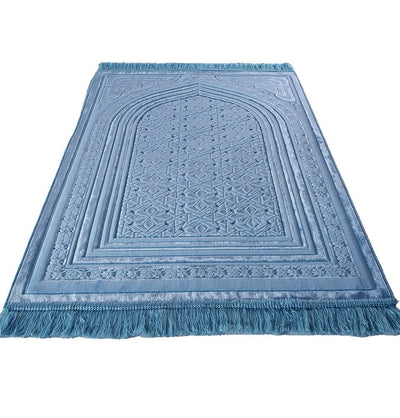 Modefa Prayer Rug Luxury Velvet Islamic Prayer Rug Najma Steel Blue