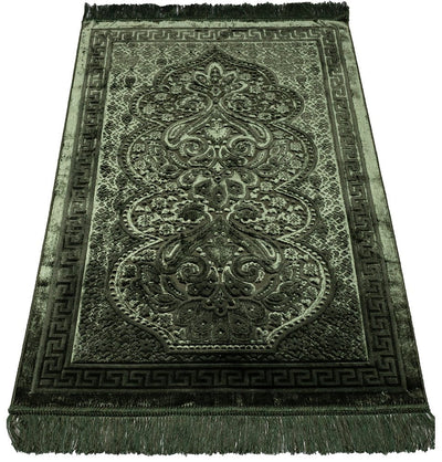 Modefa Prayer Rug Luxury Velvet Islamic Prayer Rug Paisley - Dark Green