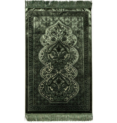 Modefa Prayer Rug Luxury Velvet Islamic Prayer Rug Paisley - Dark Green